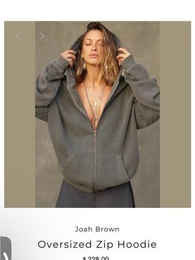 Joah Brown Full Zip Hoodie Sweatshirt Women One Size Gray Fleece Heavyweight USA